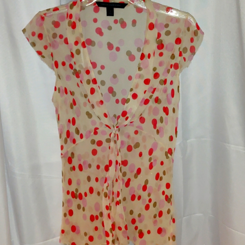 Express Design Studio, Polka dot, cap sleeve blouse, 12